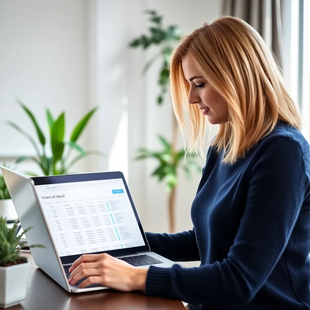 Jonge Nederlandse vrouw die financiële planning doet op laptop