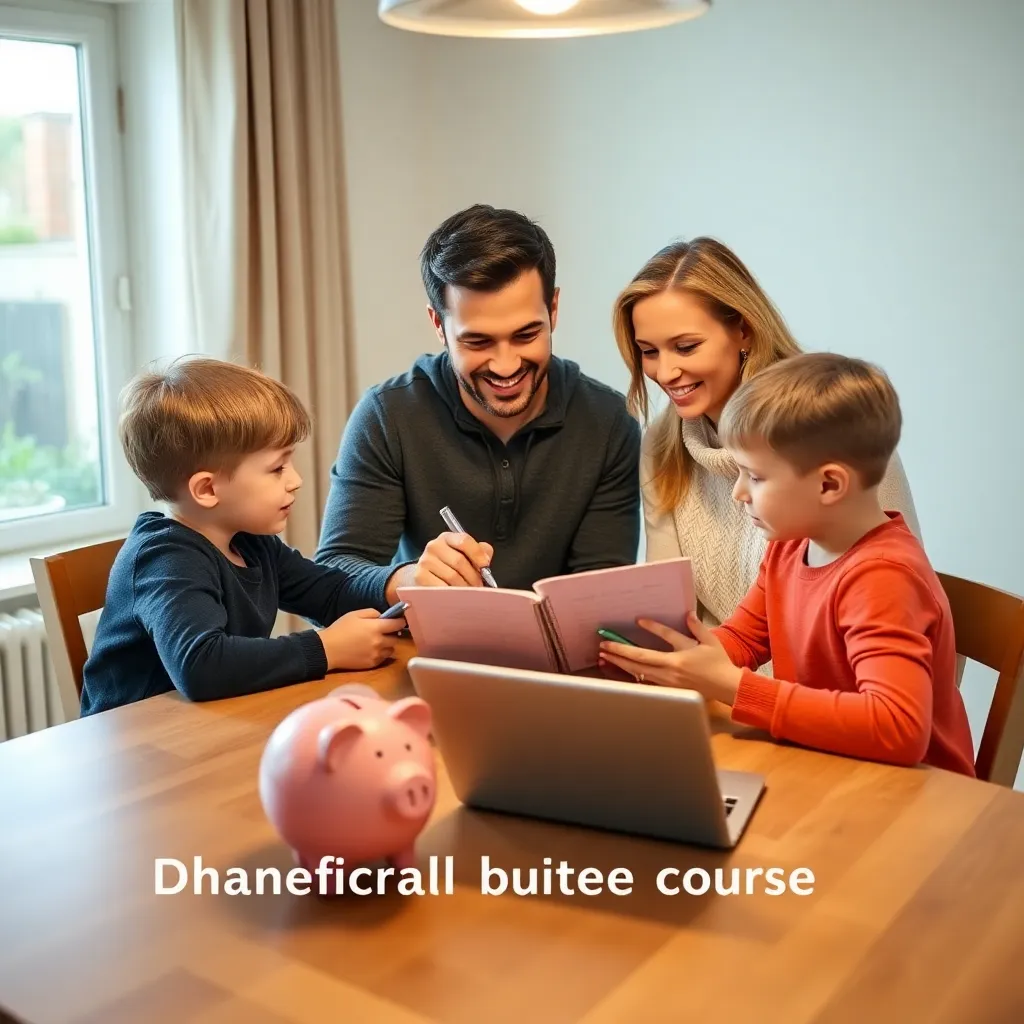 Gezin dat samen een huishoudbudget bespreekt