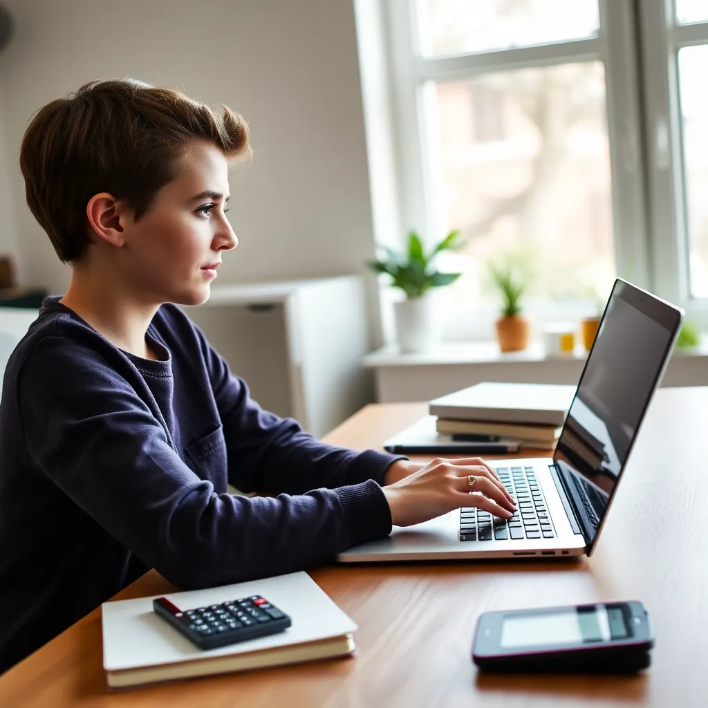 ZZP'er die belastingaangifte voorbereidt met laptop en documenten